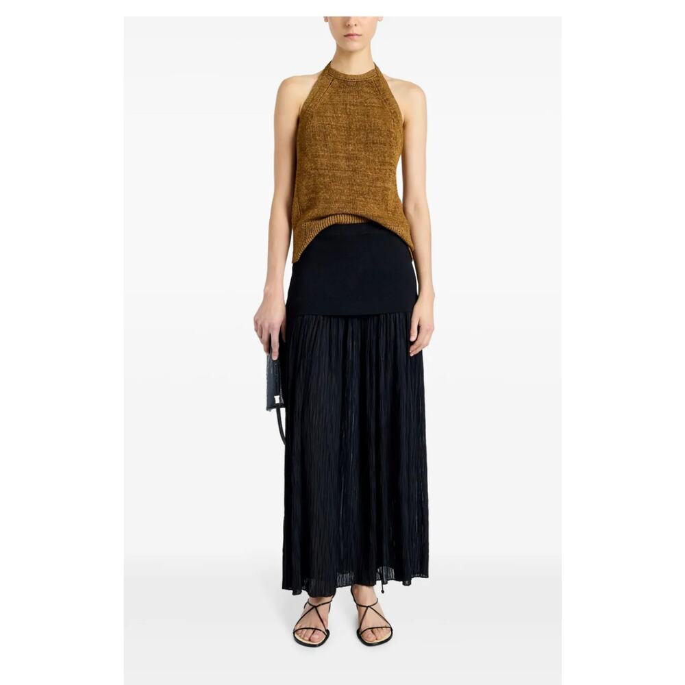 Proenza Schouler Leona Halter Ribbon Knit Top in Ochre S - Picture 2 of 5